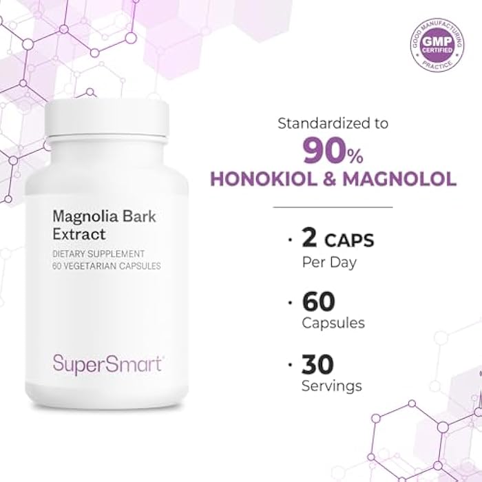 Supersmart - Magnolia Bark Extract (Max Strength) 300mg per Day - 90% Honokiol & Magnolol - Magnolia Bark Supplement | Non-GMO & Gluten Free - 60 Vegetarian Capsules - Image 5