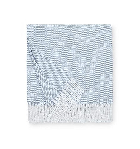 Sferra Terzo 100% Brushed Cotton Throw - Ocean/White - Image 1