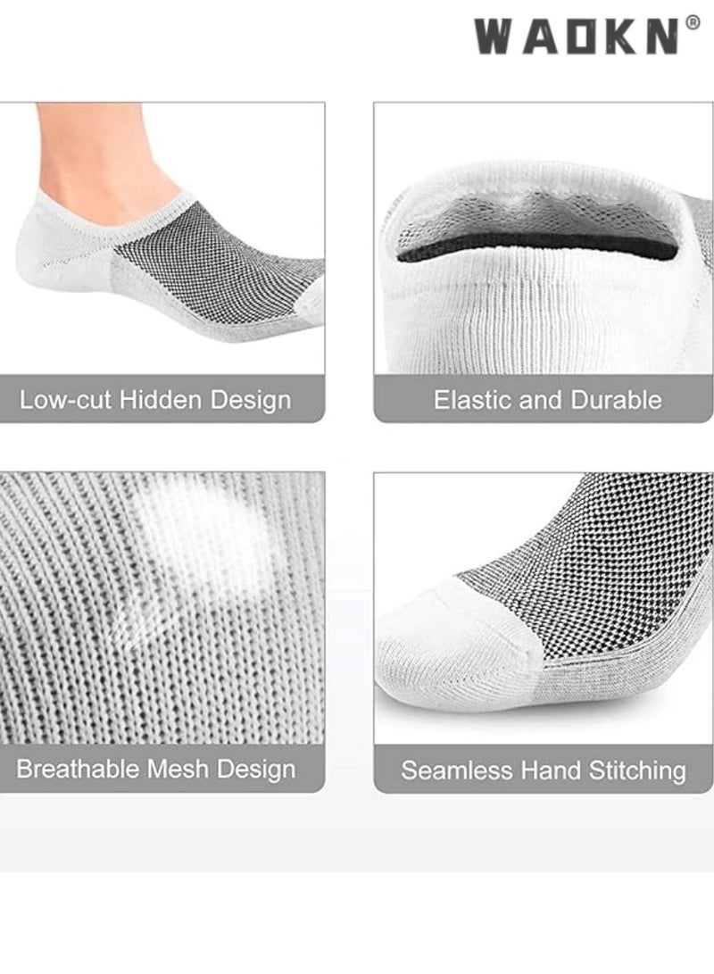 WAOKN Mens Ankle Athletic Socks, Low Cut Breathable Running Socks, Comfort Sports Trainer Socks, Cotton Casual Non-Slip No Show Socks for Men and Women, Invisible Crew Boat Socks, 6Pairs  - Image 3