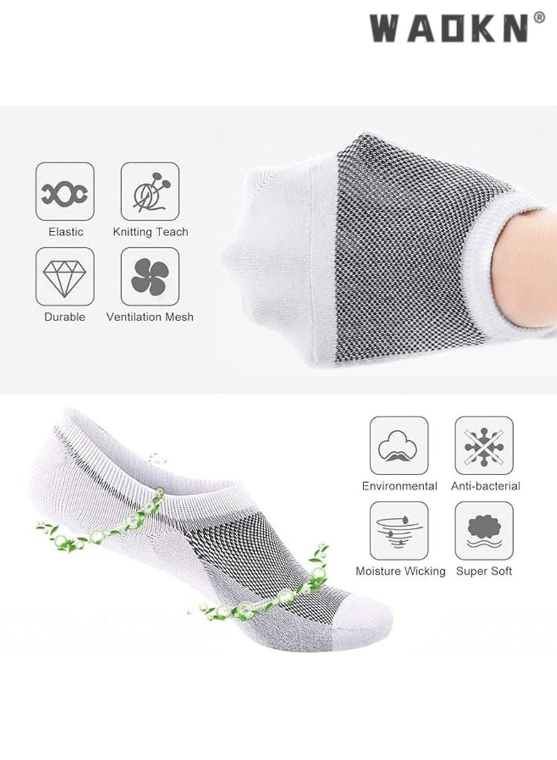 WAOKN Mens Ankle Athletic Socks, Low Cut Breathable Running Socks, Comfort Sports Trainer Socks, Cotton Casual Non-Slip No Show Socks for Men and Women, Invisible Crew Boat Socks, 6Pairs  - Image 2