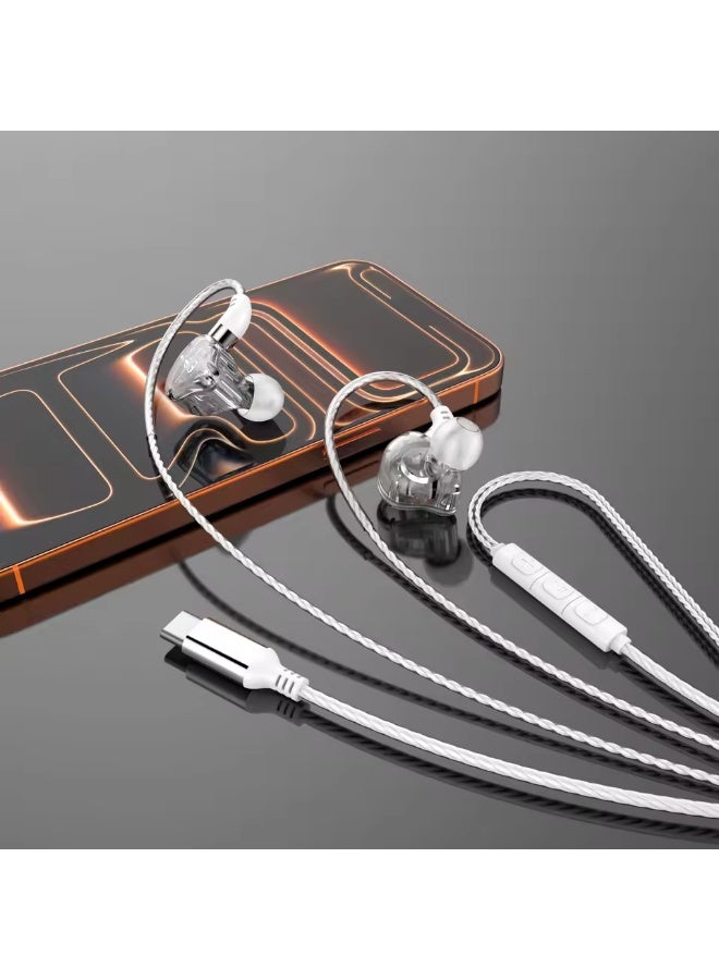 caijin Type-C Wired headphones, HiFi in-ear dynamic driver,Noise Reduction 3.5mm Stereo,deep bass,with Mic Sports Subwoofer Music Headset - Image 2
