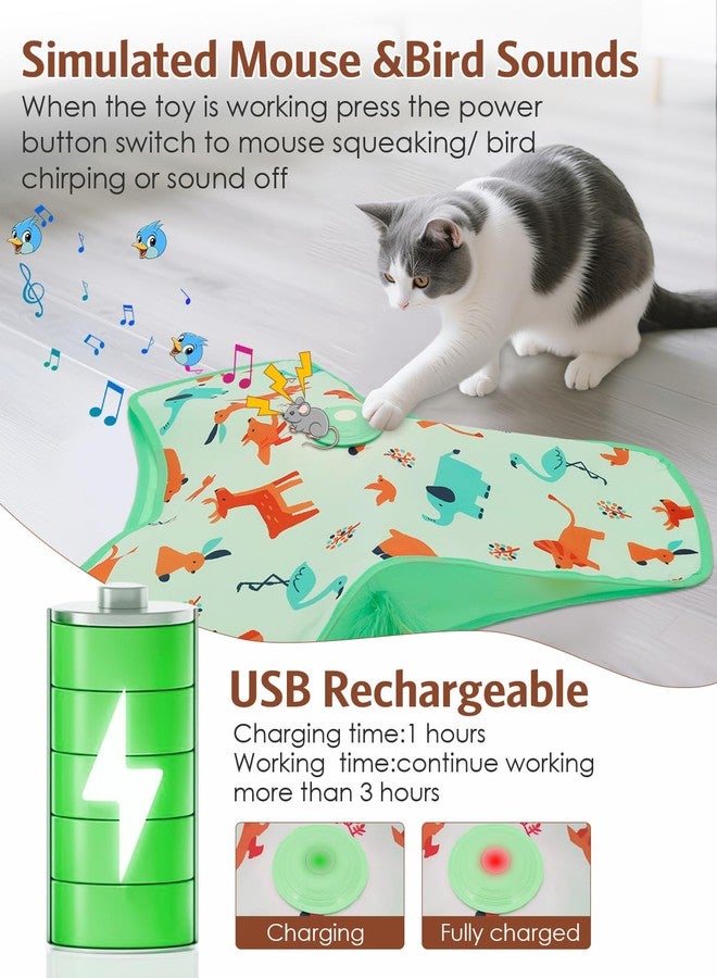 Temracha Interactive Cat Toy, Automatic Kitten Cat Toys for Indoor Bored Adult Cats, Rechargeable Cat Toys with Motion Activated, Real Mouse Squeaky, Moving Concealed Feathers, Hide & Seek - Image 4