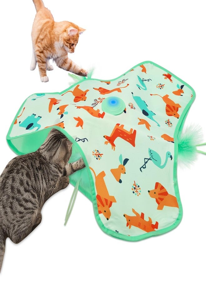 Temracha Interactive Cat Toy, Automatic Kitten Cat Toys for Indoor Bored Adult Cats, Rechargeable Cat Toys with Motion Activated, Real Mouse Squeaky, Moving Concealed Feathers, Hide & Seek - Image 1