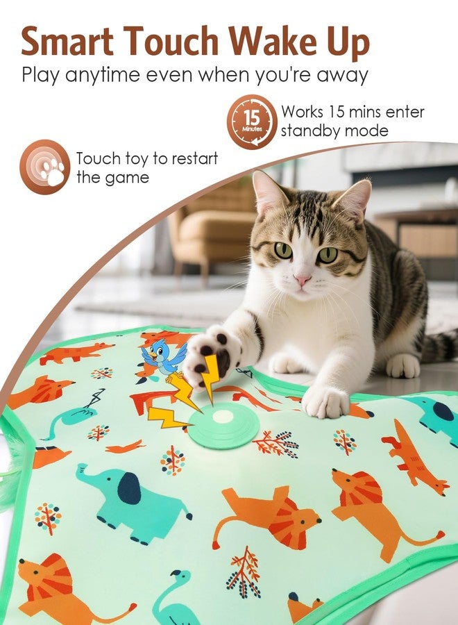 Temracha Interactive Cat Toy, Automatic Kitten Cat Toys for Indoor Bored Adult Cats, Rechargeable Cat Toys with Motion Activated, Real Mouse Squeaky, Moving Concealed Feathers, Hide & Seek - Image 5