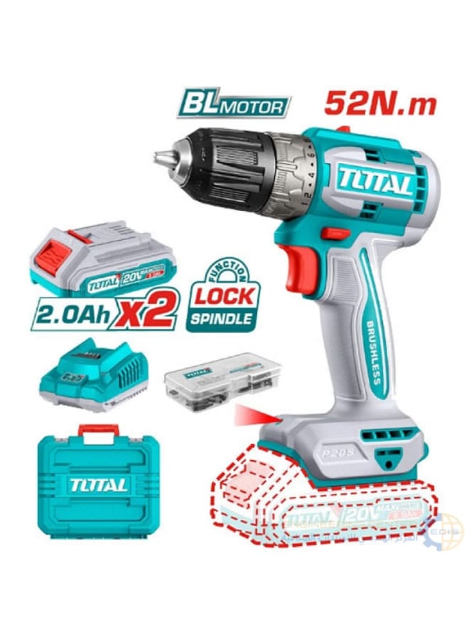 Total TDLi20453 20V 52Nm 10mm 2 Battery Drill