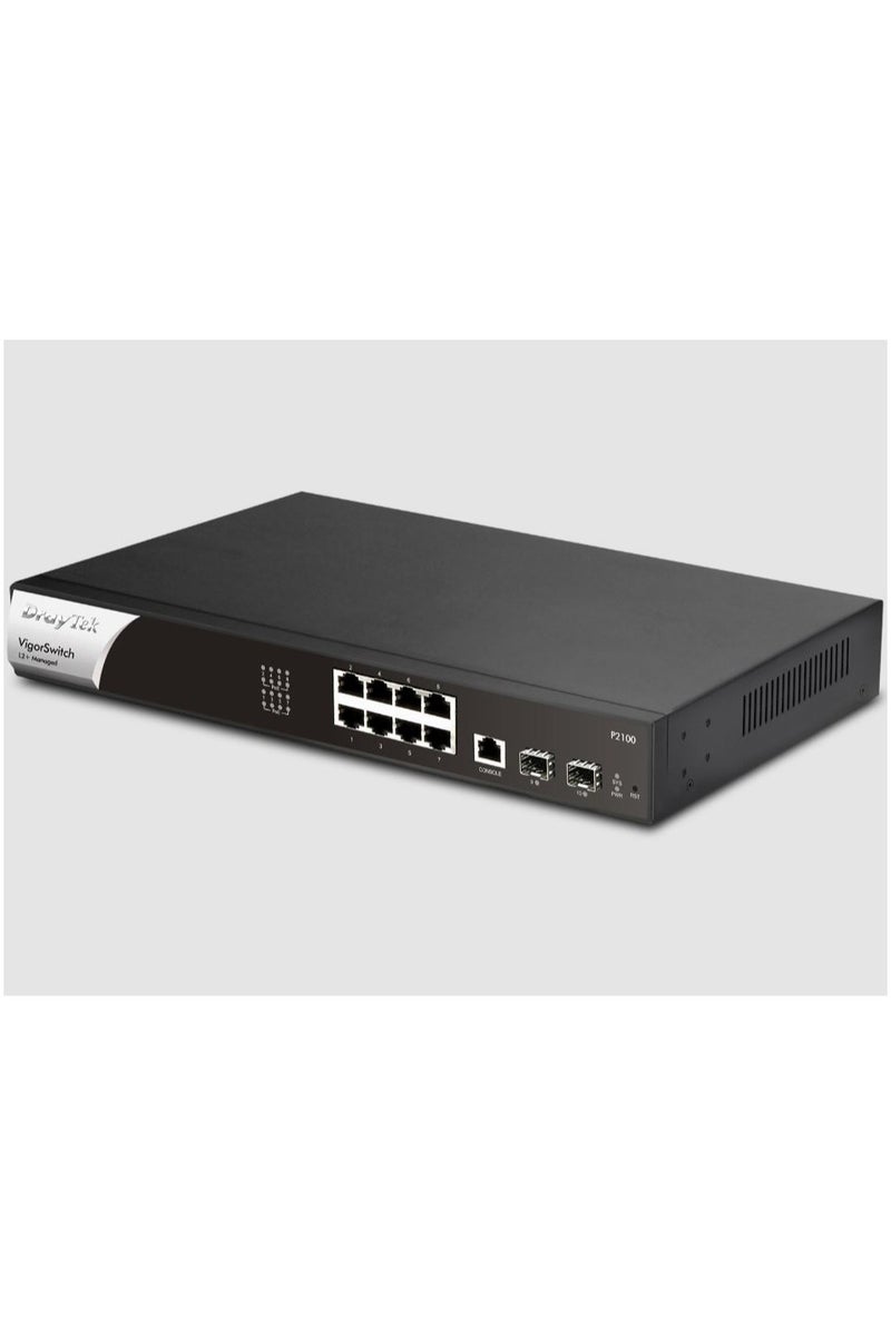 DrayTek VigorSwitch P2100 – 10-Port Managed PoE+ Gigabit Switch with VLAN Routing, SFP Ports & 140W Power Budget – Ideal for Smart Homes & Branch Networks - Image 2