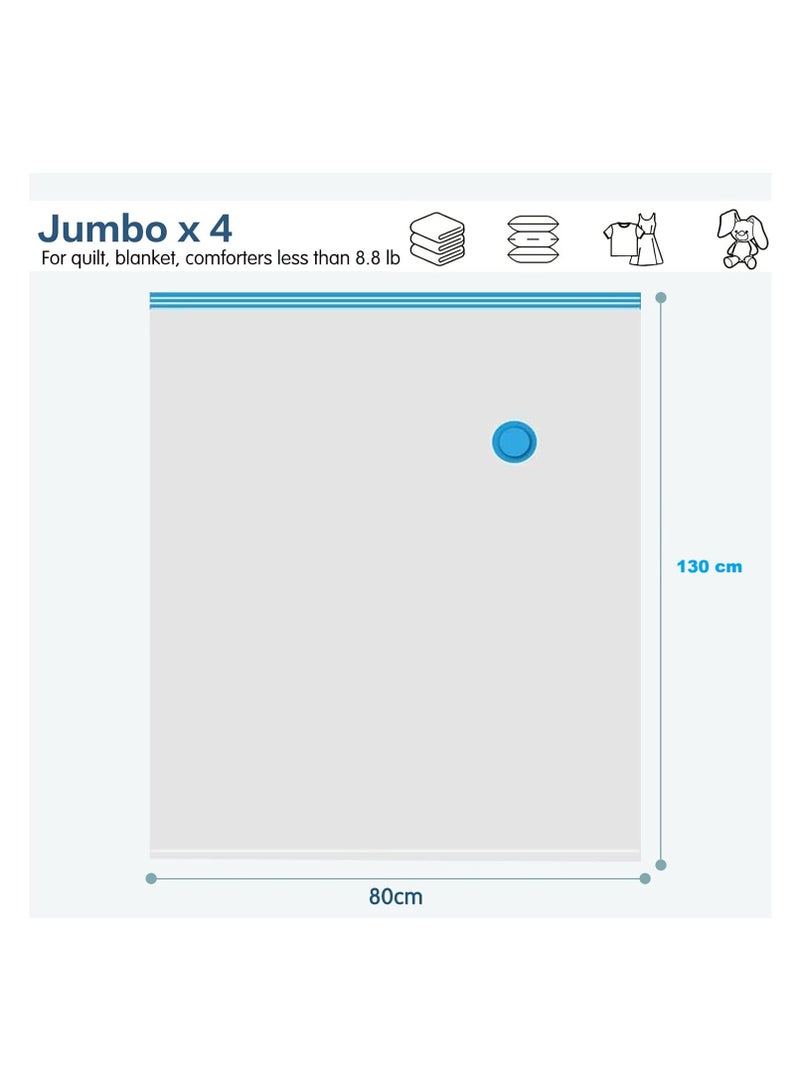 Jumbo Vacuum Bags 4pcs 130x80cm Reusable for Clothes, Quilts, Pillows, Vacuumed to Suction Air - Various Colors  - Image 2