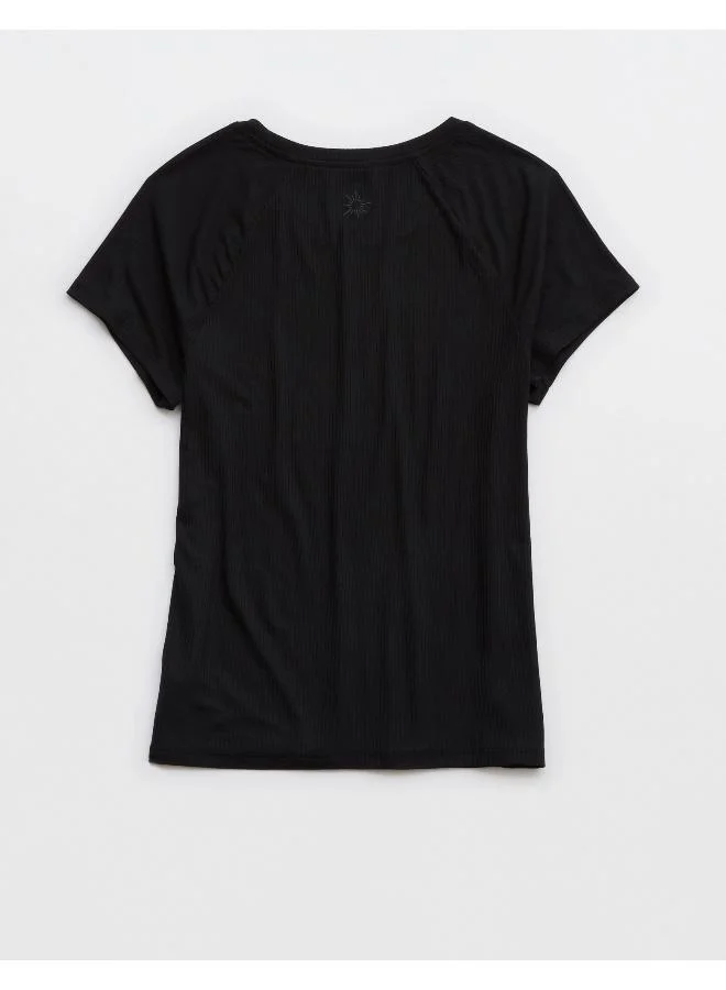 آري من امريكان ايجل OFFLINE By Aerie Thumbs Up Ribbed T-Shirt