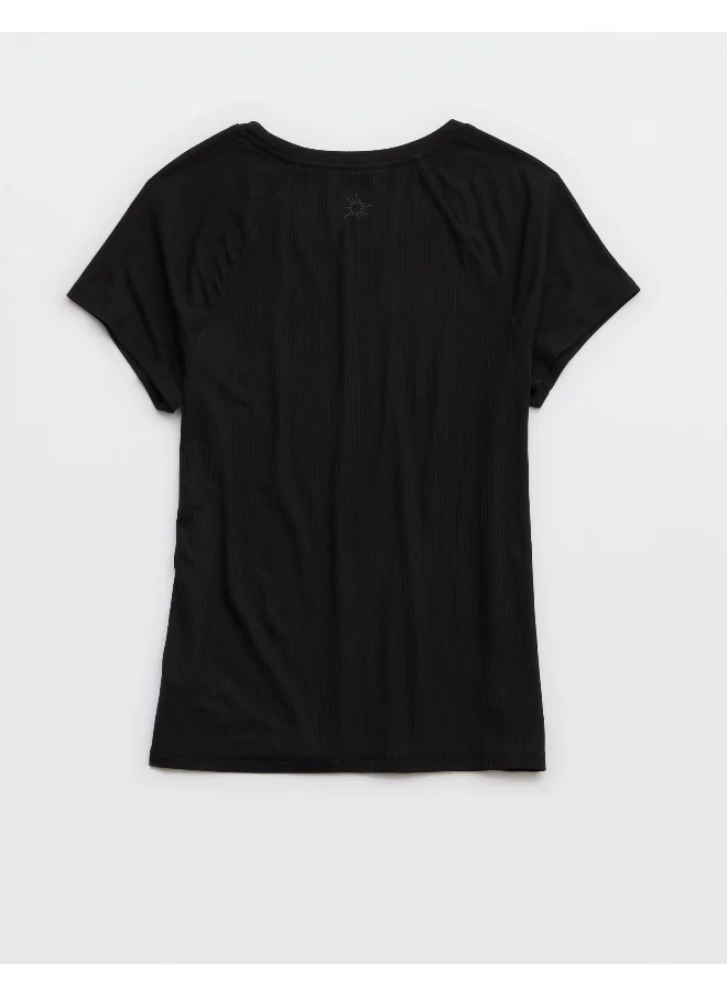 آري من امريكان ايجل OFFLINE By Aerie Thumbs Up Ribbed T-Shirt