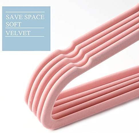 ARLICORPING Velvet Hangers Non-Slip Premium Suit Hangers Ultra Thin Space Saving 360 Degree Swivel Hook Clothes Hangers (Pink, 100) - Image 3