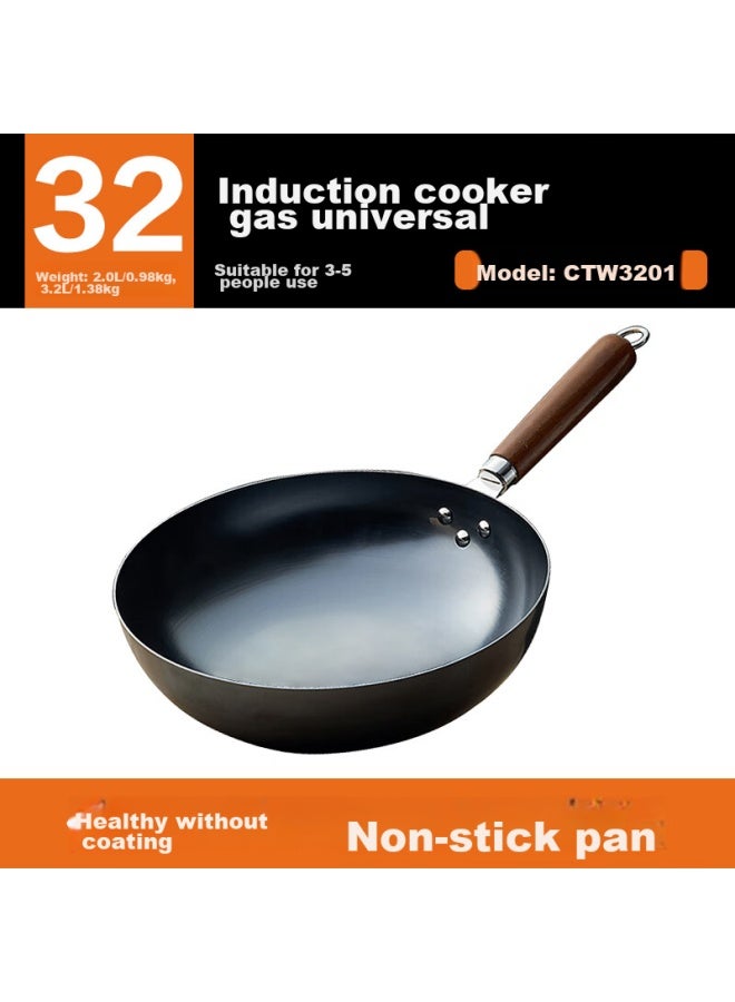 Joyoung Wok, Iron Pan, Healthy Non-coated Pure Iron Pan, Rust-resistant, Suitable For Stir-frying, Compatible With Stove, 32cm - Image 3