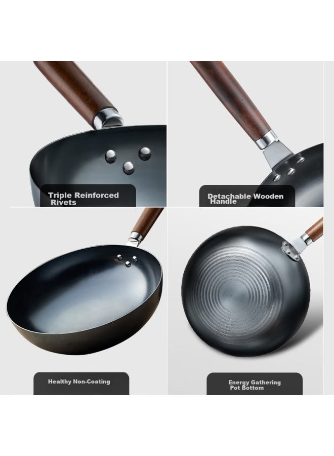 Joyoung Wok, Iron Pan, Healthy Non-coated Pure Iron Pan, Rust-resistant, Suitable For Stir-frying, Compatible With Stove, 32cm - Image 5