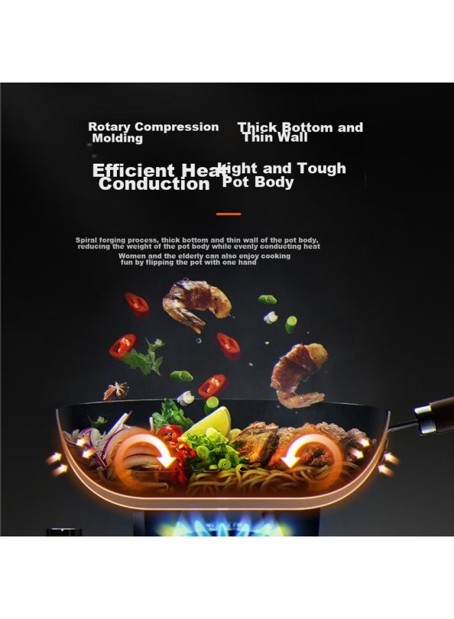 Joyoung Wok, Iron Pan, Healthy Non-coated Pure Iron Pan, Rust-resistant, Suitable For Stir-frying, Compatible With Stove, 32cm - Image 4