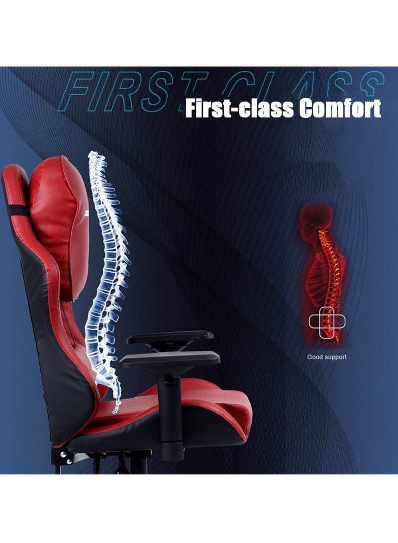 Arabest PC Gaming Racing Style Office Computer Chairs Seat,Height Adjustable, with Ergonomic Head Pillow and Lumbar Support(Red) - Image 5