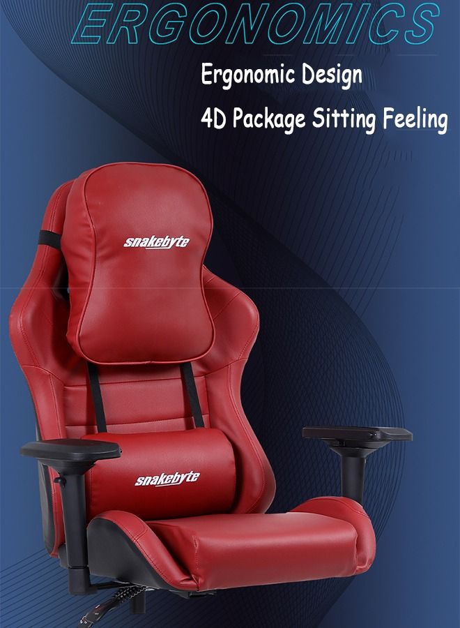 Arabest PC Gaming Racing Style Office Computer Chairs Seat,Height Adjustable, with Ergonomic Head Pillow and Lumbar Support(Red) - Image 2