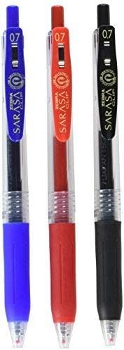 Zebra Sarasa Clip 0.7mm Gel Ink Ballpoint Pen Set - 3 Color Assorted (Blue, Red, Black) - view 3