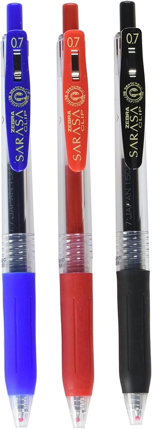 Zebra Pen Zebra Sarasa Clip 0.7mm Gel Ink Ballpoint Pen Set - 3 Color Assorted (Blue, Red, Black) - Image 1