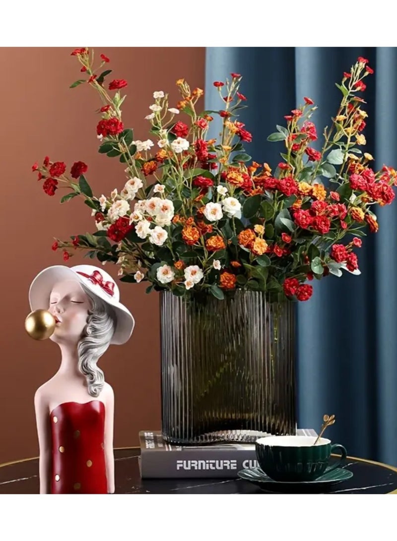 6-Pack Mixed Color Artificial Roses , Realistic Touch Faux Flowers for Weddings, Engagements, Birthdays, Anniversaries & Home Decor - Vibrant Orange, Red, White & Yellow Blooms - Image 2