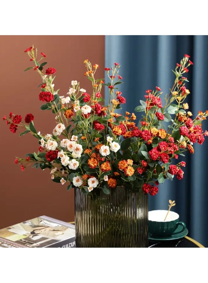 6-Pack Mixed Color Artificial Roses , Realistic Touch Faux Flowers for Weddings, Engagements, Birthdays, Anniversaries & Home Decor - Vibrant Orange, Red, White & Yellow Blooms - Image 5