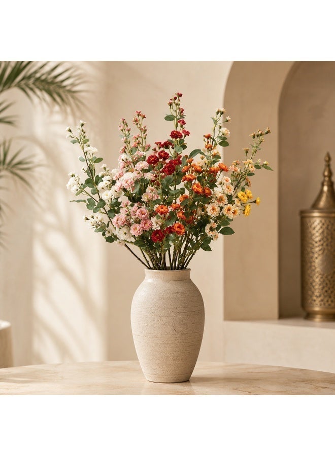 6-Piece Mixed Color Artificial Rose Stems For Vase Decor, Realistic Faux Flowers For Home, Weddings And Parties - Image 2