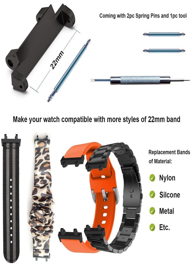 Lijinlan Metal Watch Band Adapter Fit for Amazfit T-Rex 2 Watch Connector with Screw Rod Link Bar Screwdrivers Remove Tool Clasp Connect 22mm Strap for Amazfit T-Rex2 Accessory (Black) - Image 5