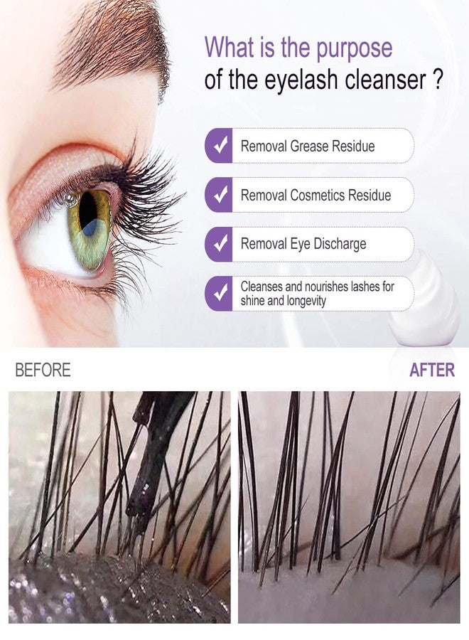 AuReve Eyelash Cleanser Concentrate 100ml Eyelash Extension Cleanser Inside the Eyelash Extension Kit Oil-Free Eyelash Extension Shampoo Perfect for Salon-Can Make Ten 60ml bottles of Lash Shampoo，Lavender - Image 3