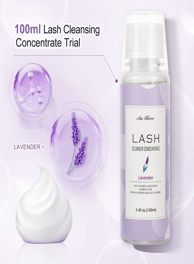 AuReve Eyelash Cleanser Concentrate 100ml Eyelash Extension Cleanser Inside the Eyelash Extension Kit Oil-Free Eyelash Extension Shampoo Perfect for Salon-Can Make Ten 60ml bottles of Lash Shampoo，Lavender - Image 4