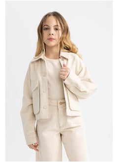 Girl Shacket Woven Long Sleeve Shirt