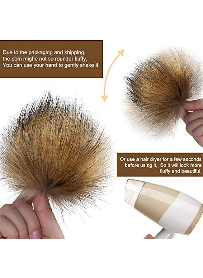 Generic - 14 Pieces Faux Fur Pom Pom Balls for Hats DIY Faux Fur Pompom with Elastic Loop for Hats Shoes Scarves Gloves Scarves Bag Key Chain Charms Accessories (Natural) - Image 1