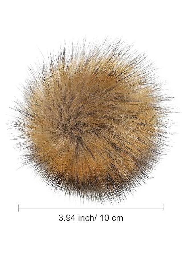 Generic - 14 Pieces Faux Fur Pom Pom Balls for Hats DIY Faux Fur Pompom with Elastic Loop for Hats Shoes Scarves Gloves Scarves Bag Key Chain Charms Accessories (Natural) - Image 1