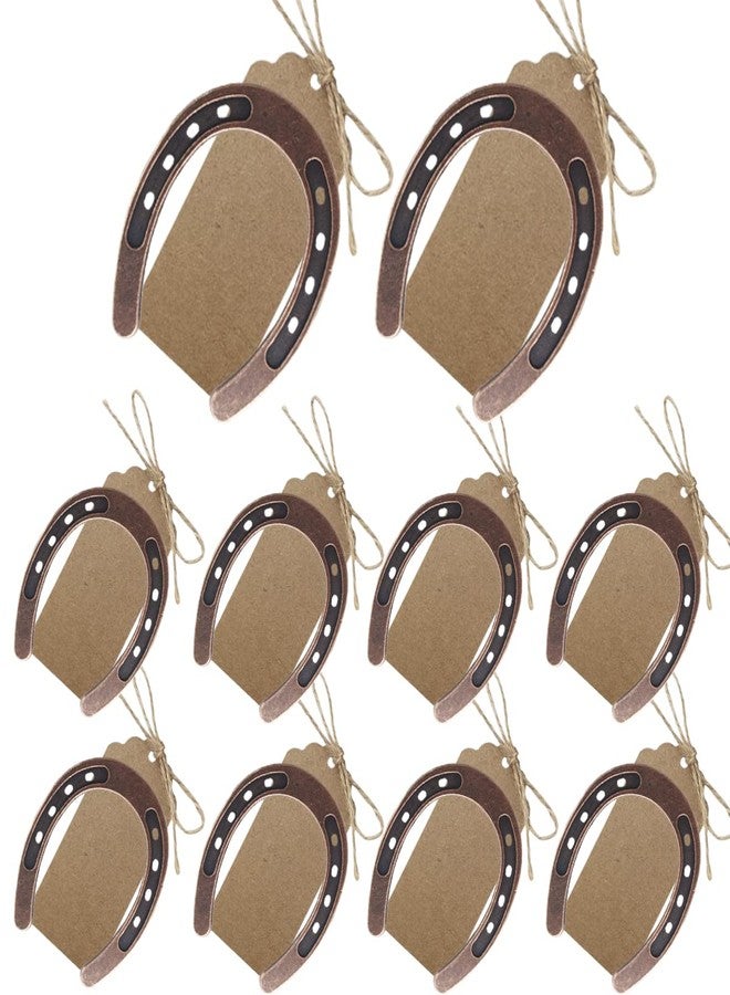 NSBELL 10PCS Lucky Horseshoe Wedding Favors with Kraft Tag, Vintage Metal Mini Horseshoe Decorations for Rustic Wedding Birthday Party Decorations - Image 1