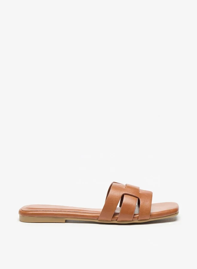 Flora Bella By Shoexpress Textured Slip-On Flat Sandals