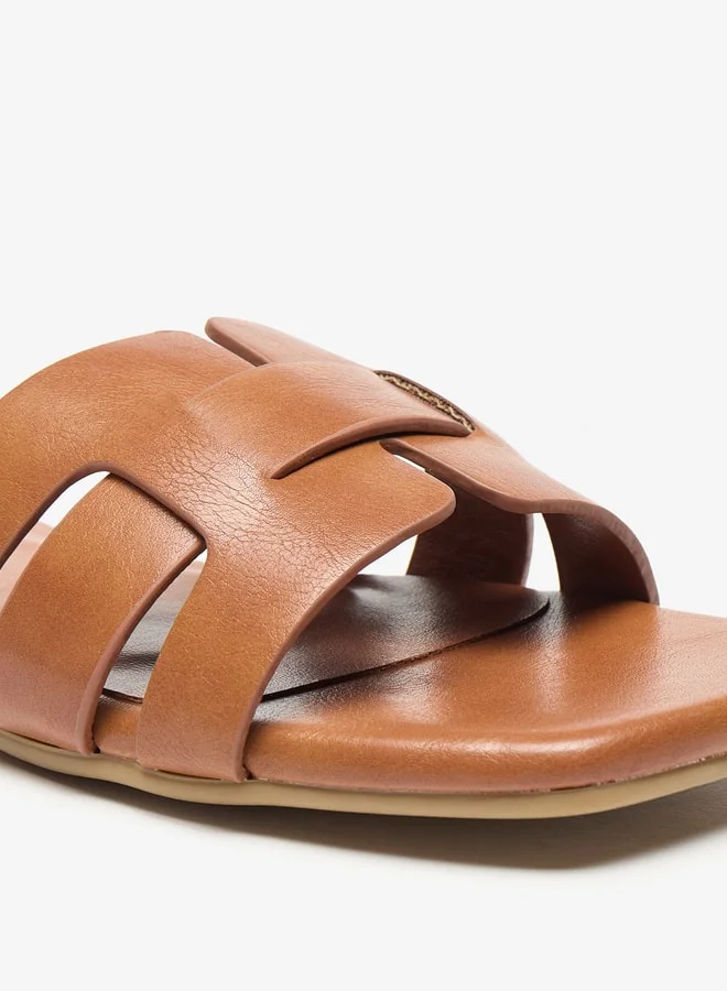 Flora Bella By Shoexpress Textured Slip-On Flat Sandals
