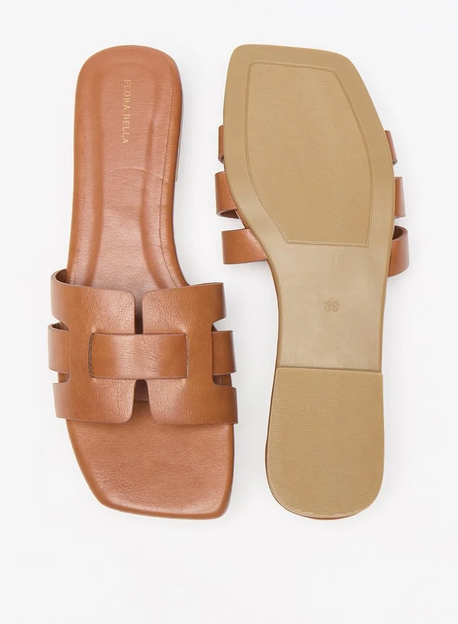 Flora Bella By Shoexpress Textured Slip-On Flat Sandals