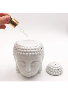 PeepalComm Premium Ceremic White Buddha Aroma Oil Diffuser with 1 Sandalwood Oil and 2 TLight Candles for All Air Freshner and Home Decor  - Image 1
