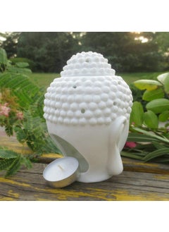 PeepalComm Premium Ceremic White Buddha Aroma Oil Diffuser with 1 Sandalwood Oil and 2 TLight Candles for All Air Freshner and Home Decor  - Image 2