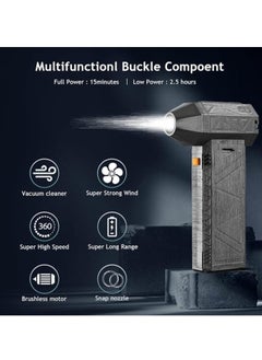 Bukela 3-In-1 Mini Jet Dry Blower, 130000 RPM Portable Mini Jet Blower, Vacuum Cleaner & Safety Hammer, 52M/S Wind Speed, Portable Rechargeable Cordless Compressed Air Duster Cleaner  - Image 3