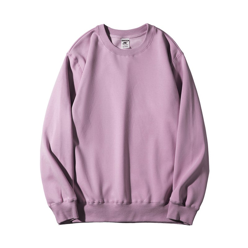 Mens Autumn AG600 g Super Soft Velvet Crewneck Mens Wear High-end Casual Heavy Trendy Brand Printed Men Taro purple 
