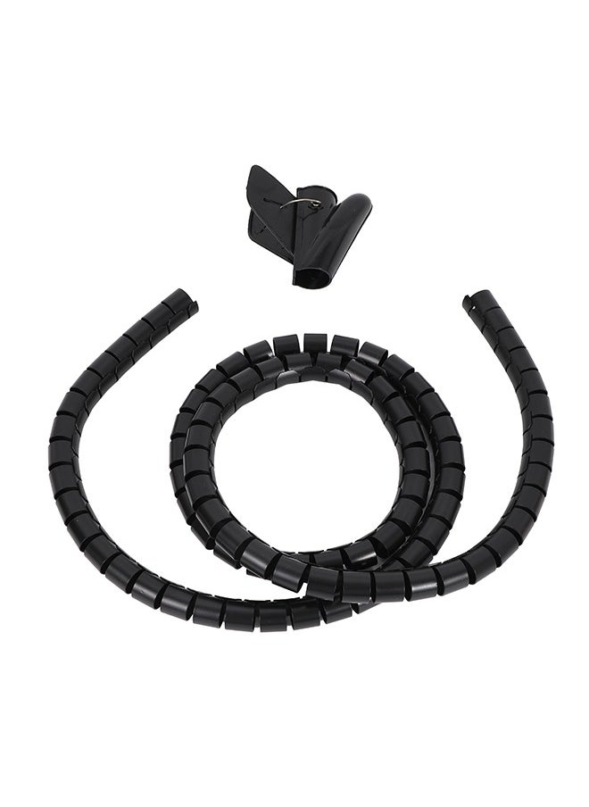 LAWAZIM - Coiled Tube Cable Sleeve - 1.5mx22mm, Black - Flexible Cable Organizer for Home Office, TV, PC, and Car, Durable Wire Management Sleeve for HDMI, USB, Power Cords, Ethernet Home Theater Cables - Image 1