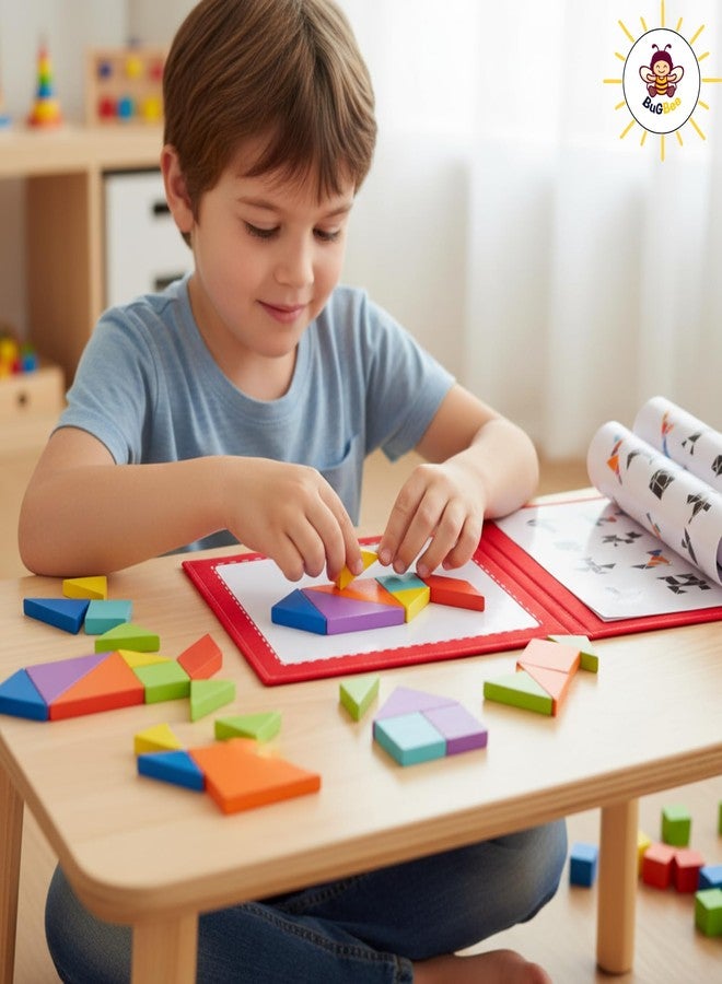 ألعاب تانغرام مغناطيسية من Bugbee Toys للأطفال، لعبة تعليمية للسفر للأطفال من عمر 5 سنوات فما فوق، تعزز مهارات العلوم والتكنولوجيا والهندسة والرياضيات، هدية مثالية للأولاد والبنات - Image 4