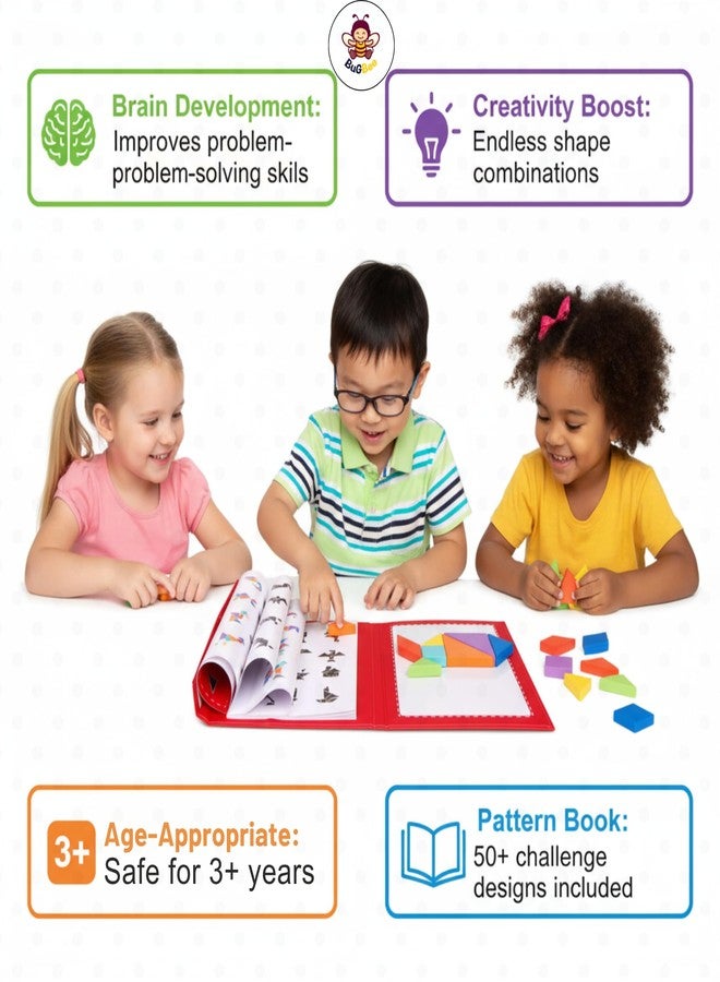 ألعاب تانغرام مغناطيسية من Bugbee Toys للأطفال، لعبة تعليمية للسفر للأطفال من عمر 5 سنوات فما فوق، تعزز مهارات العلوم والتكنولوجيا والهندسة والرياضيات، هدية مثالية للأولاد والبنات - Image 5