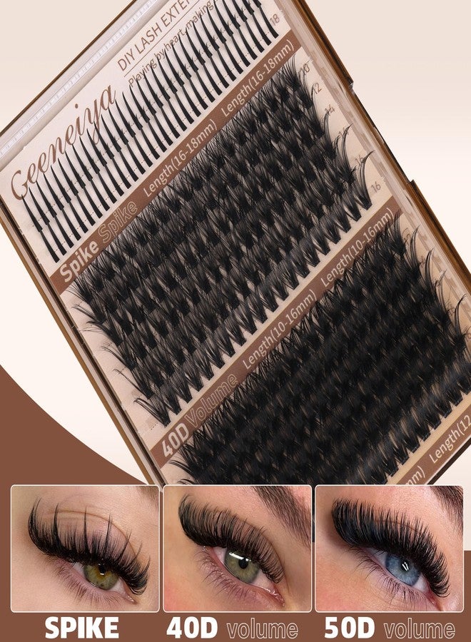 Geeneiya Volume Lash Clusters Kit with 16-18MM Spikes Eyelash Clusters 10-18MM DIY Lash Extension Kit D Cluster Eyelash Extensions Individual Lashes with Lash Bond and Seal, Tweezers for Beginners - Image 2