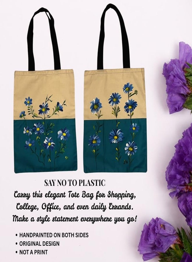 SwapKreations Handpainted Floral Multicolour Tote Bag - 100% Cotton, Eco-Friendly, Reusable Bag for Women & Girls Multicolour 5 - Image 4