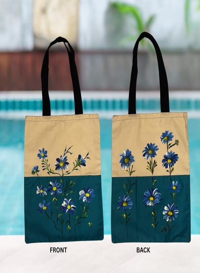SwapKreations Handpainted Floral Multicolour Tote Bag - 100% Cotton, Eco-Friendly, Reusable Bag for Women & Girls Multicolour 5 - Image 3