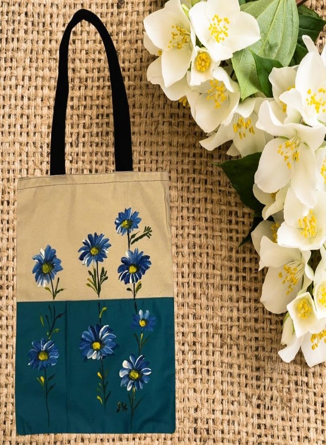 SwapKreations Handpainted Floral Multicolour Tote Bag - 100% Cotton, Eco-Friendly, Reusable Bag for Women & Girls Multicolour 5 - Image 2