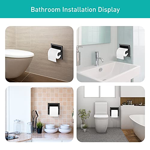 POKIM Matte Black Recessed Toilet Paper Holder/Tissue Paper Holder Stainless Steel Toilet Paper Holder in Wall for Bathroom Accessories Rear Mounting Bracket Included - Image 4