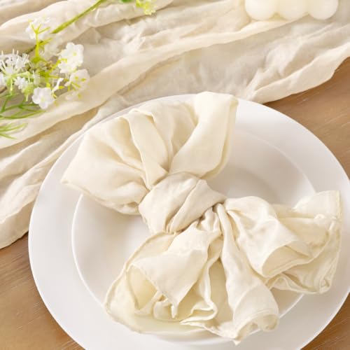 Socomi Beige Cheesecloth Napkins Summer Cheese Cloths Gauze Set of 10 Boho Washable Dinner Table Napkins for Wedding Party Baby Shower Birthday Party Decor - Image 3