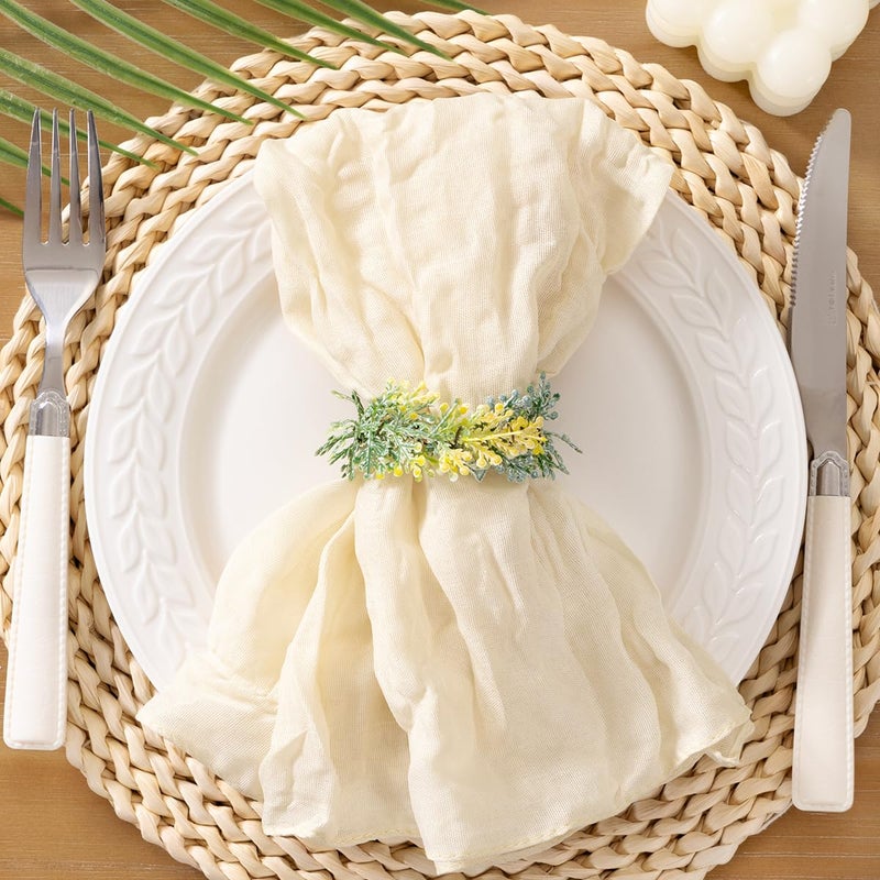 Socomi Beige Cheesecloth Napkins Summer Cheese Cloths Gauze Set of 10 Boho Washable Dinner Table Napkins for Wedding Party Baby Shower Birthday Party Decor - Image 2