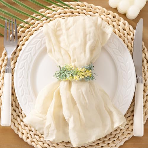 Socomi Beige Cheesecloth Napkins Summer Cheese Cloths Gauze Set of 10 Boho Washable Dinner Table Napkins for Wedding Party Baby Shower Birthday Party Decor - Image 1