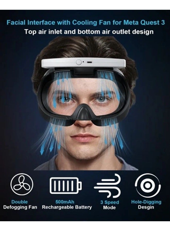 General Cooling fan: Meta Quest 3 air circulation, quick removal of fog, ventilation, replacement mask  - Image 3